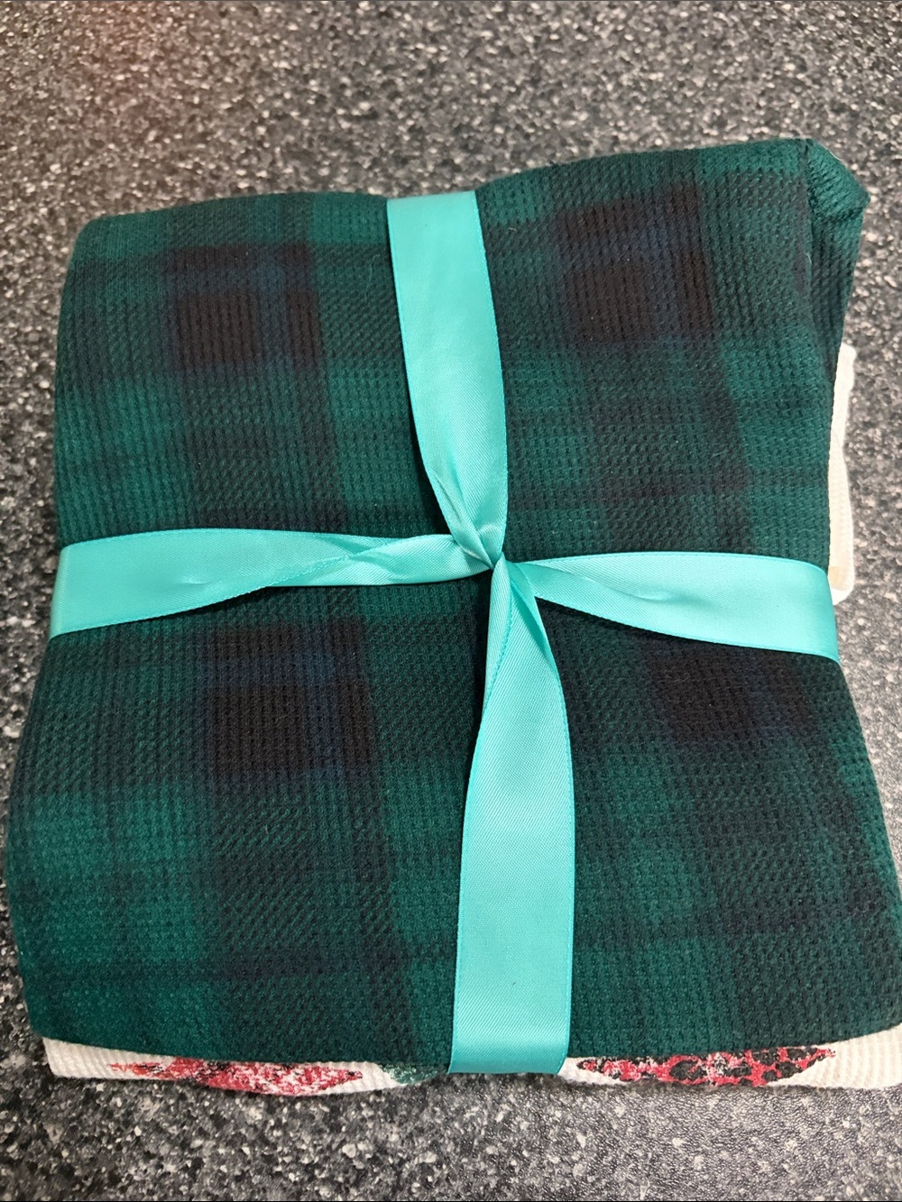 Maurices White Thermal Sleep Set with Teal Ribbon and Festive Accents - Picture 2 of 2